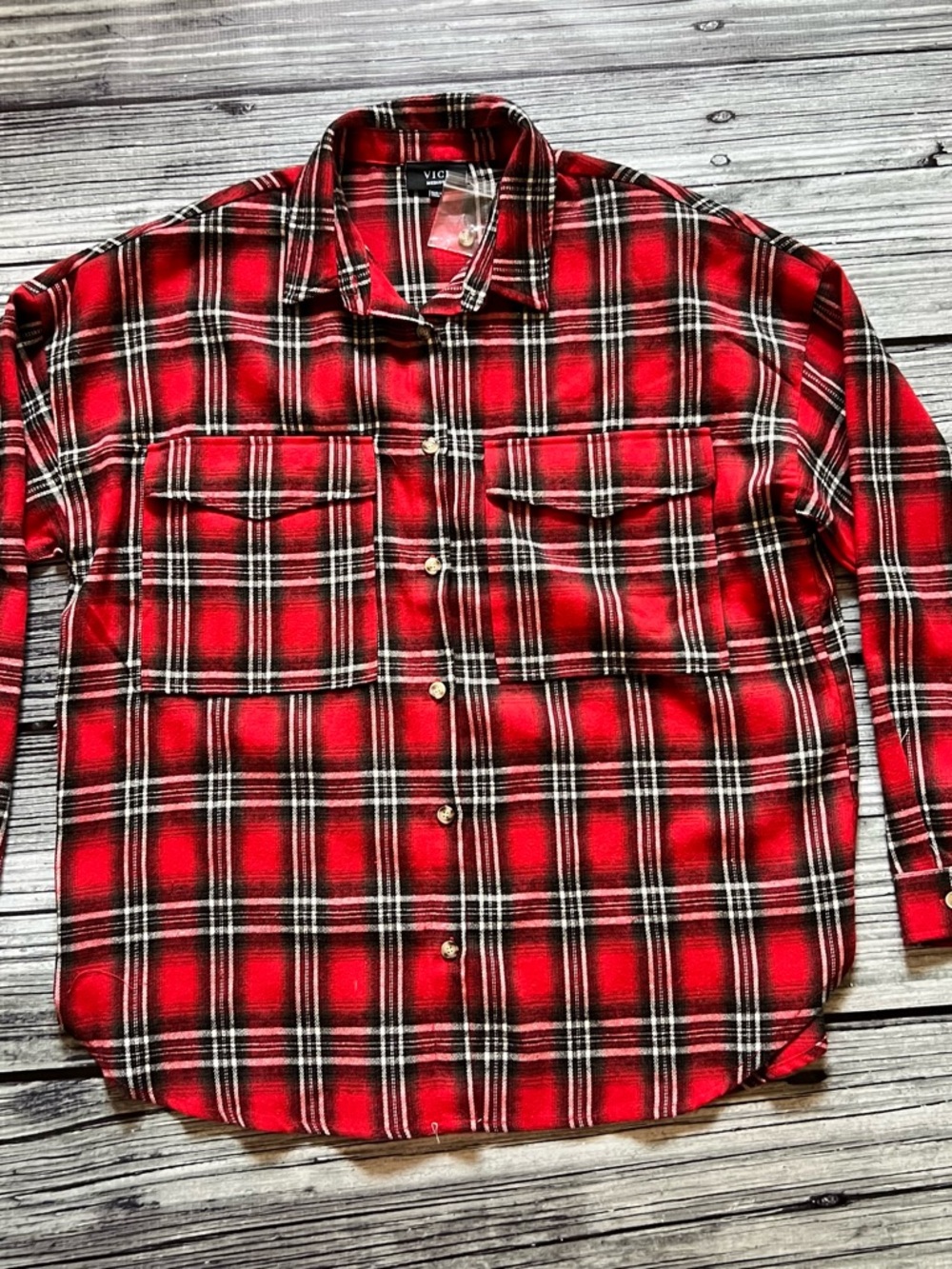 VICI Red Plaid Flannel Shirt -  Women’s Button-Up